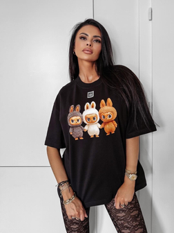 OVERSIZE’OWY T-SHIRT HEART SIDE CZARNY OLA VOGA