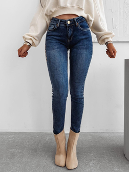 JEANSOWE SPODNIE DAMSKIE NOON CIEMNE NIEBIESKIE  OLA VOGA