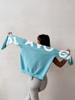 BLUZA OVERSIZE OLAVOGA Z KAPTUREM VINTA NIEBIESKA UNISEX STREETWEAR