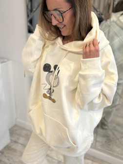 BLUZA DAMSKA Z KAPTUREM MAUSE PUDROWA CYTRYNA