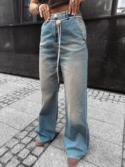 JEANSOWE SPODNIE DAMSKIE BAGGY KAAGE NIEBIESKIE  OLA VOGA