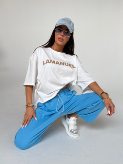 TSHIRT DAMSKI NOIR ECRU/BEŻ O LUŻNYM KROJU LAMANUEL