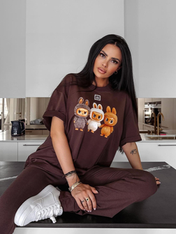 OVERSIZE’OWY T-SHIRT HEART SIDE CZEKOLADA OLA VOGA