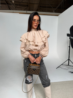 ZWIEWNA KOSZULA DAMSKA QUEEN BEŻ LAMANUEL