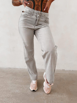 SPODNIE JEANSOWE DAMSKIE OLA VOGA SZARE EREDU CASUALOWE JEANSY Z WYSOKIM STANEM