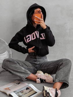 CASUALOWA BLUZA DAMSKA Z KAPTUREM IRIS CZARNA OLA VOGA