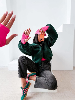 KURTKA DAMSKA TEDDY LORIA ZIELONA OLA VOGA  CASUALOWA KURTKA Z HAFTEM