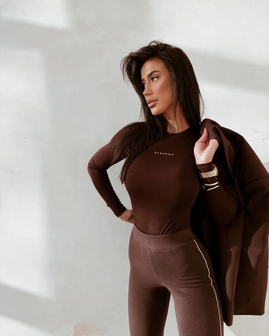 BLUZKA DAMSKA DOPASOWANA FERON CZEKOLADA OLA VOGA