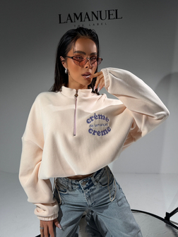 BLUZA DAMSKA POLAROWA CREME  COTTON LAMANUEL