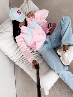 CASUALOWA BLUZA DAMSKA Z KAPTUREM IRIS RÓŻOWA OLA VOGA