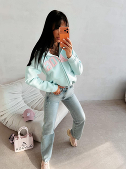 CASUALOWA BLUZA DAMSKA Z KAPTUREM IRIS MIĘTOWA OLA VOGA