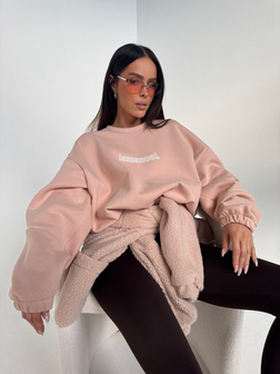 BLUZA DAMSKA OVERSIZE NUDE PUDER LAMANUEL