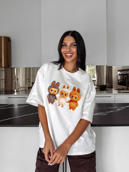 OVERSIZE’OWY T-SHIRT HEART SIDE ECRU OLA VOGA