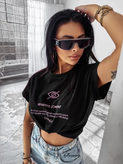 TSHIRT DAMSKI BAWEŁNIANY GLASS CZARNY OLA VOGA