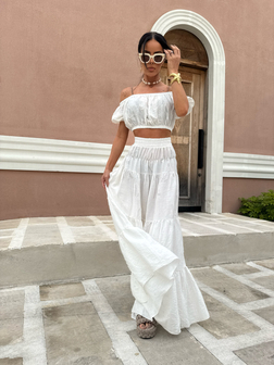KOMPLET TOP I SPÓDNICA CORAL ECRU LAMANUEL