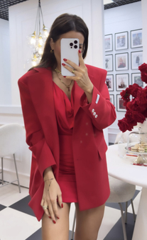 MARYNARKA DAMSKA OVERSIZE CHIC CZERWONA BELLUCI