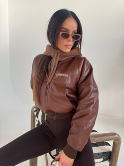 KURTKA IMITACJA SKÓRY TIMELESS CZEKOLADA LAMANUEL