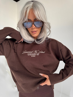 LUŻNY SWETER DAMSKI LOVE CZEKOLADA LAMANUEL